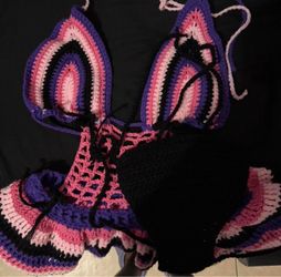 custom crochet bratz inspired bathing suit 💜🩷 size: large
