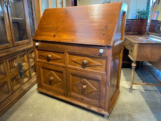 Vintage Rustic Drop front Secretary Desk with Storage