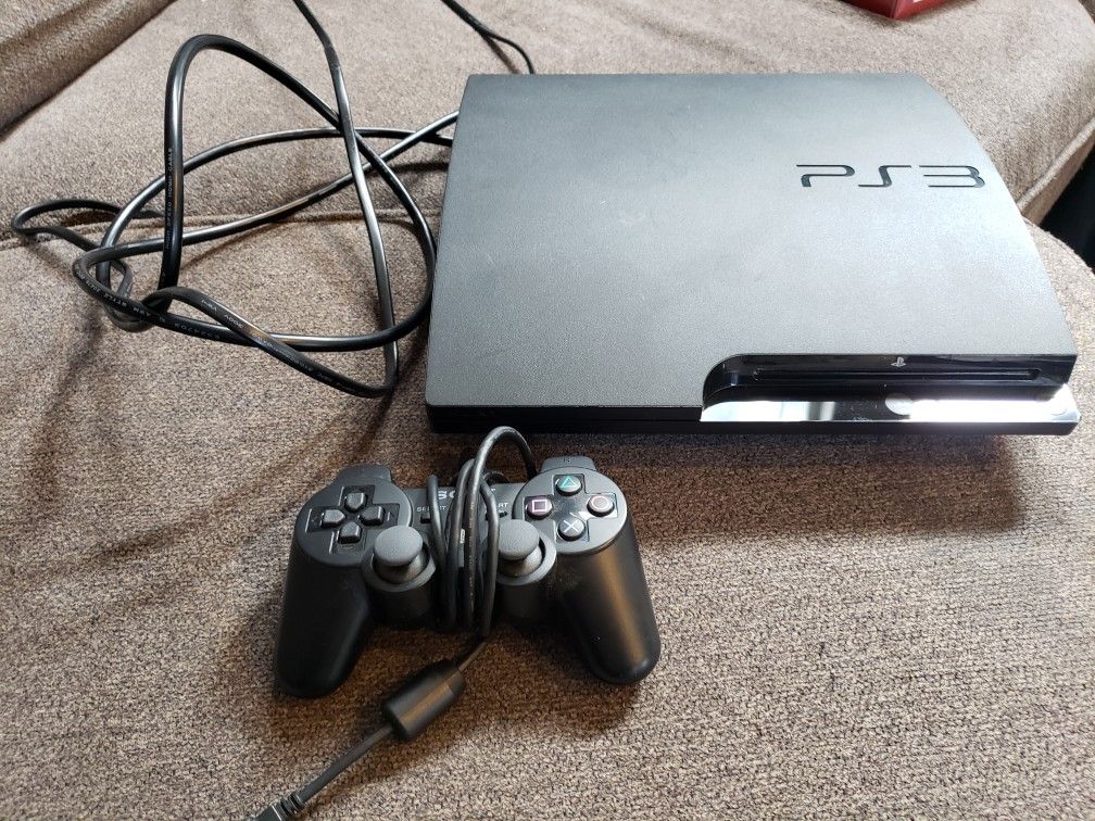 Ps3 320 gb black slim console with 19 games