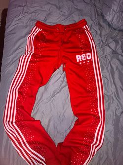 RSO Red Track Pants with Rhinestones