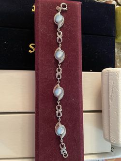 Sterling silver bracelet with blue stones