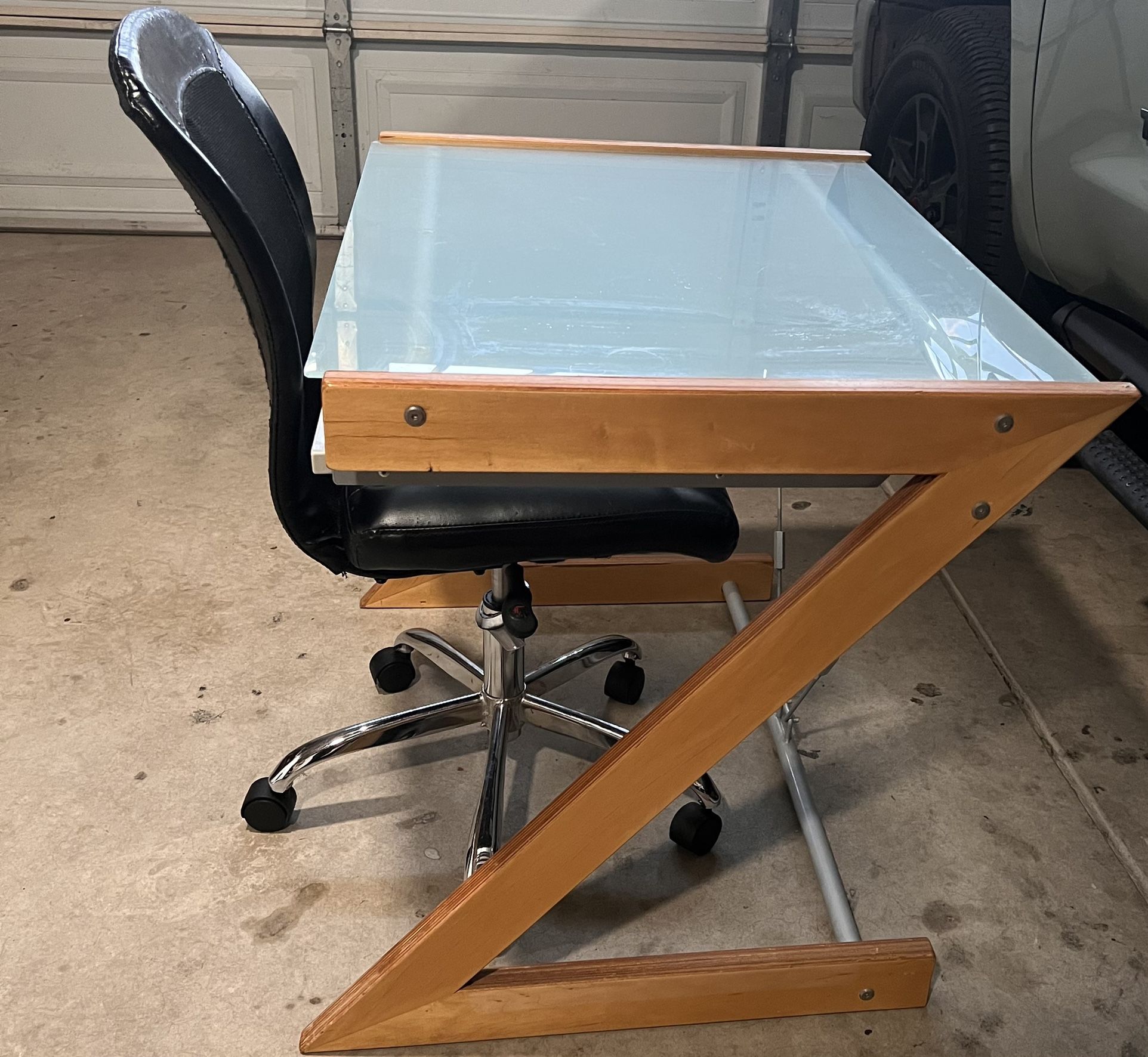 Computer Glass Desk With Chair