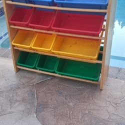 Organizer wood rack plastic tubs great for easy cleanup sorting closet kitchen garage pool deck 