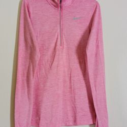 Nike Pink Dri-Fit Running 1/4 Zipper Pullover Long Sleeve Athletic Jacket.