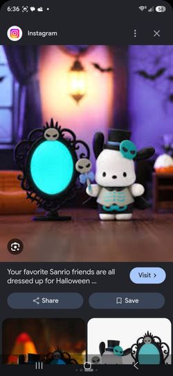 Sanrio BIB Pochacco Halloween Skeleton Figure with Mirror