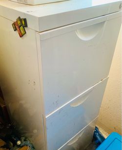 Metal white 3 tier cabinet with locks and key