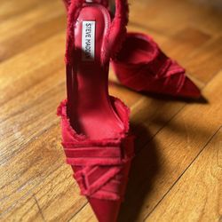 Red Satin Slingback Steve Madden Size 10