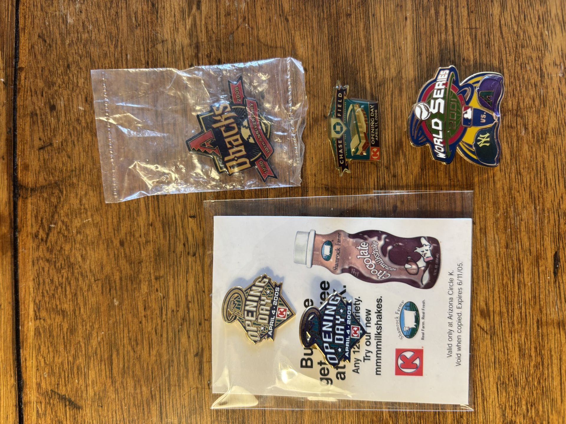 Az DBacks Opening Day Pins & World Series Pin