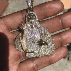 14k Solid Gold Diamond Jesus Pendant 