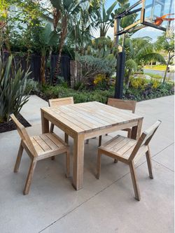 Restoration Hardware Belvedere Teak Dining Table w/ 4 RH Merida Side Chairs