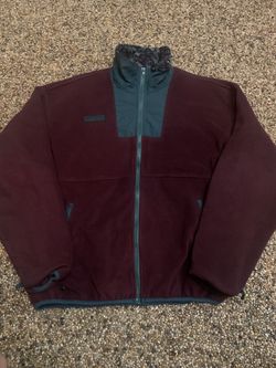 Vintage Columbia Fleece Jacket Burgundy Teal Zip Aztec Southwestern Mens Size L