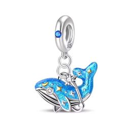 Charm Orca Ocean fish star blue diamond for Pandora bracelet necklace pendant