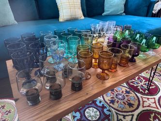 Large Lot of Colored Glassware Mixed Styles