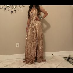 Rose gold Long Prom Dress