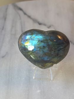 2" Approximately Labradorite Heart Quartz Crystal