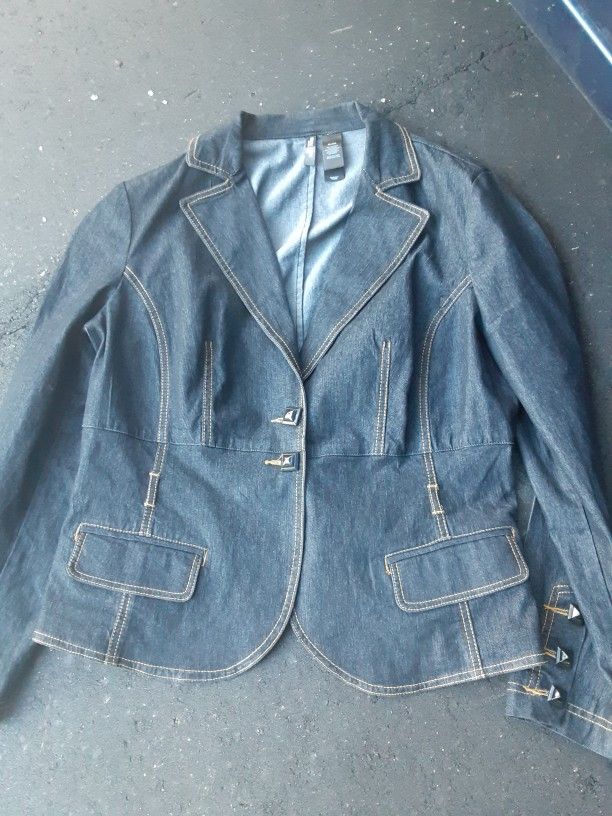 Womens Bisou Bisou Dark Denim Jackets Size XL