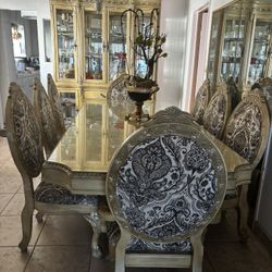 Antique Beige Dining Set With China 