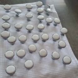 30-1" Round Chrome & Ceramic - Cabinet Door/ Drawer Pulls 1" Long