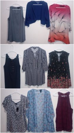 Bundle of 9 Plus  Size 1X Women's Tops