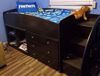 Twin bed with drawers