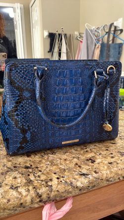 Brahmin Blue Croc-Embossed Leather hand bag