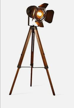 Tripod camera wooden lamp
