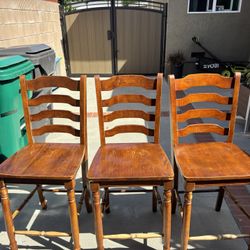 3 Counter Height Wooden Stools