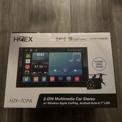 HZEX 7" Wireless CarPlay Android Auto Double Din Car Stereo, 2-Din Media Radio