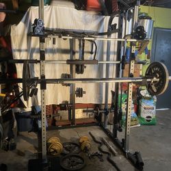 Gym - Smith Machine Squat Rack W/Pulley System  – Full Home Setup W/Extras‼️