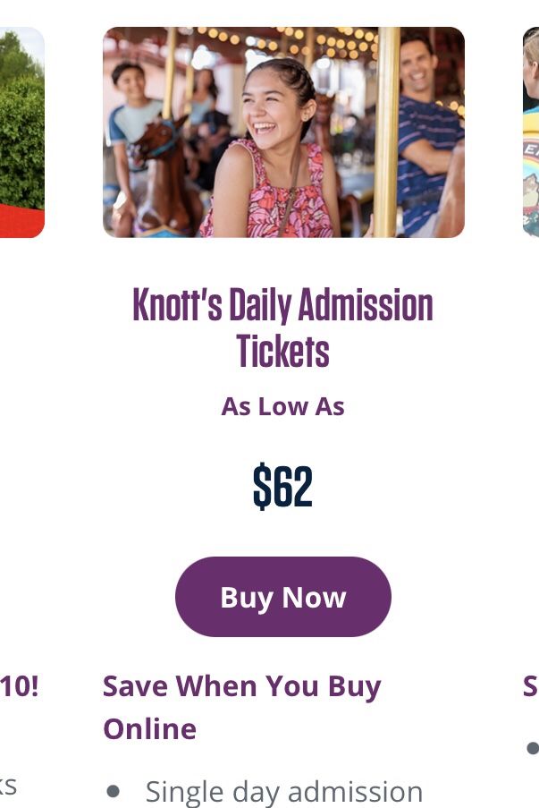 2 Tickets To Knotts Berry Farm