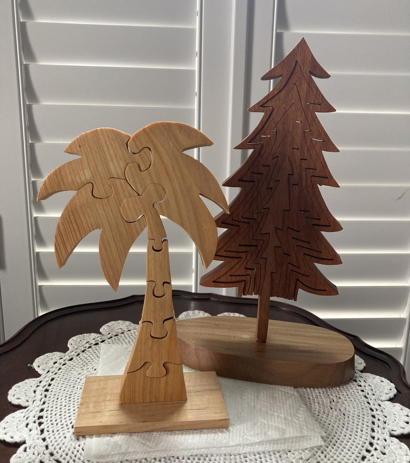 2- Adult Wood Tree Puzzles.  Not As Easy As They Look.