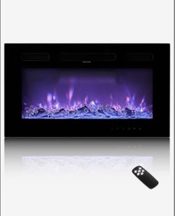 Electric wall mounted fireplace  heater w/remote (color changes)