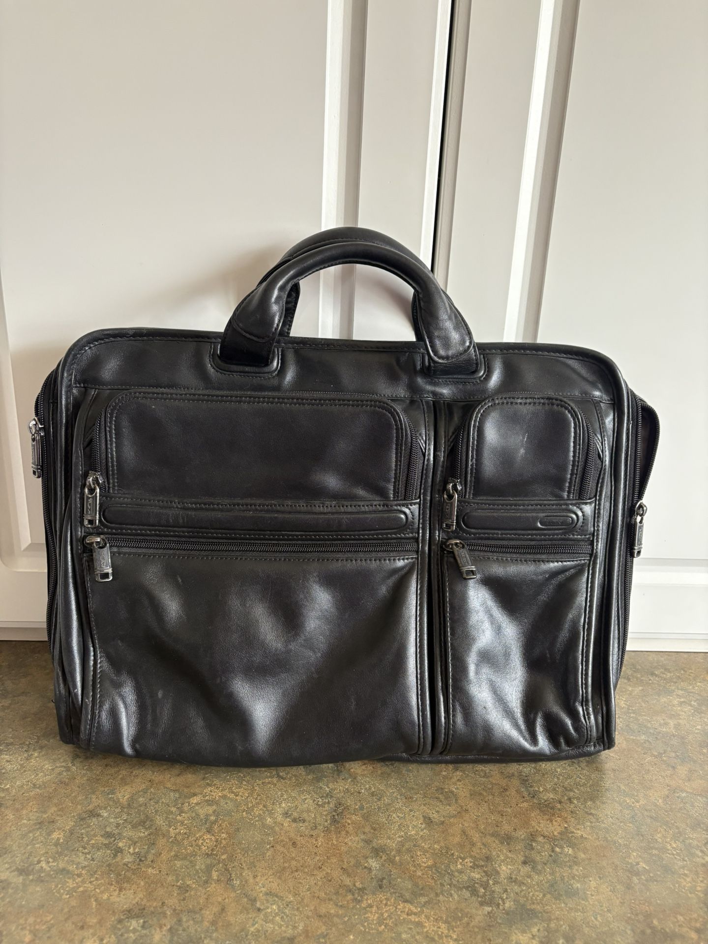 Expandable Organizer Laptop Briefcase Luggage Bag TUMI Leather Black
