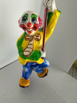 Hand-Painted Paper Mache Clown Figurine