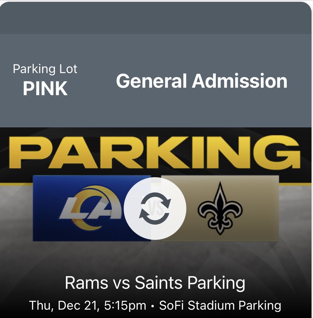 Tailgate Parking Pass New Orleans Saints at Los Angeles Rams for Sale