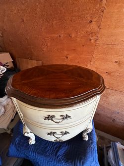 aker Bros vintage  French Provincial Round End Table with Drawers