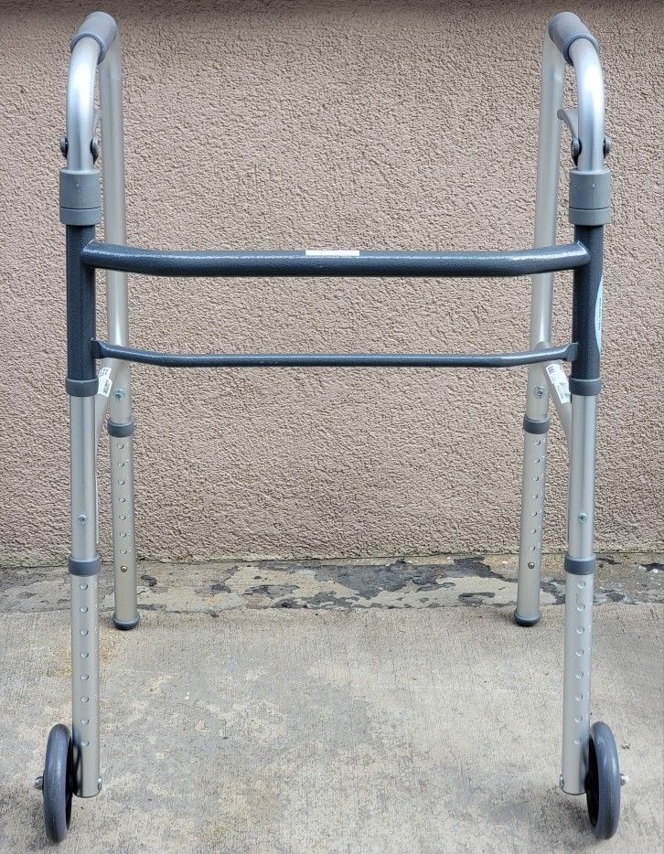 ProBasics Folding Aluminum Adult Trigger Mobility Walker 5" Wheels 350 Lb. Weight Limit