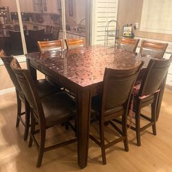 Counter Height Dining Table and 8 Chairs 