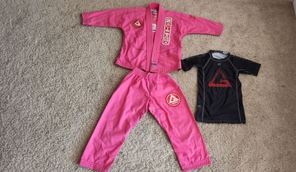Gracie Barra child pink gi size Y2 top and bottom uniform