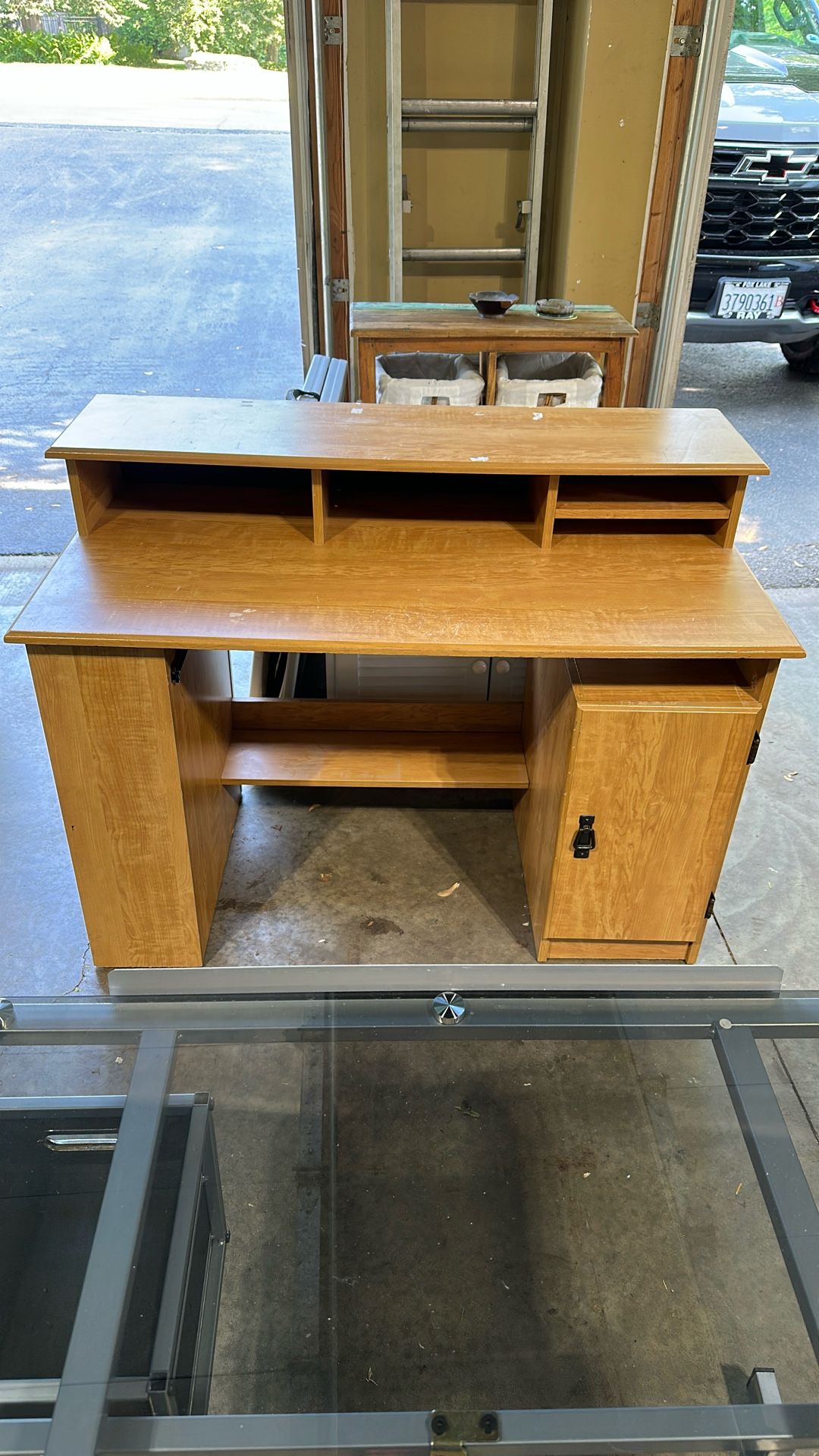 Desk With Shelves Used Condition