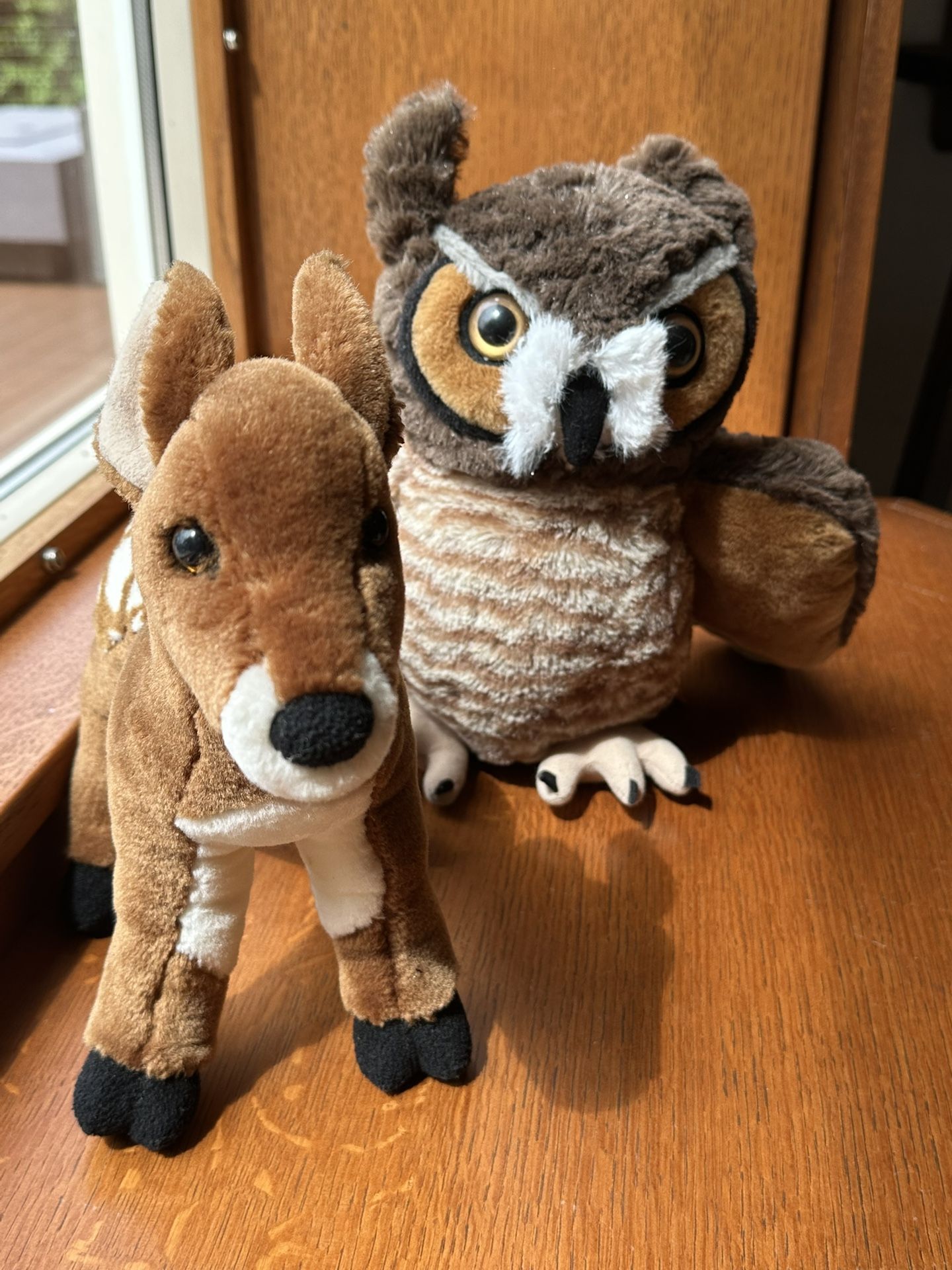 PLUSH Stuffed Animals (Deer & Owl) Fawn, Great Horned Owl