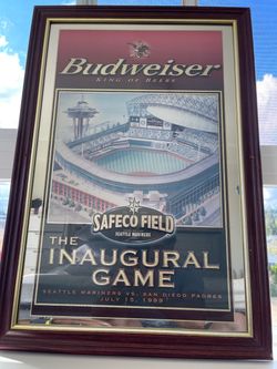 Seattle Mariners “The Inaugural Game” vintage Glass Mirror