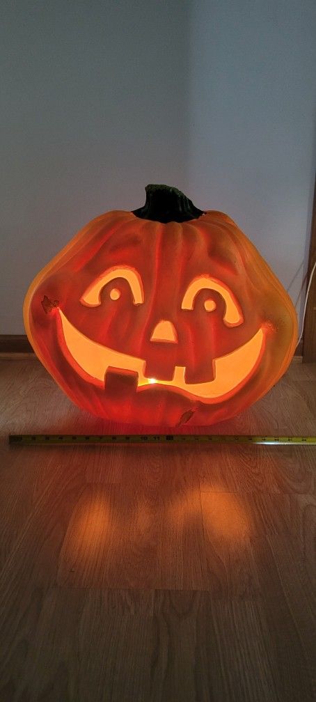 Huge Vintage Gemmy Light Up Halloween Foam Pumpkin Jack-O-Lantern