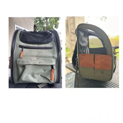 Top Paw All Day Multi-Function Backpack Dog Carrier with Faux Leather Accent pockets/pull tabs.   
