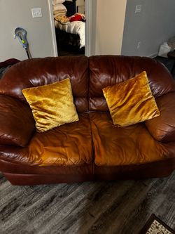 Leather loveseat