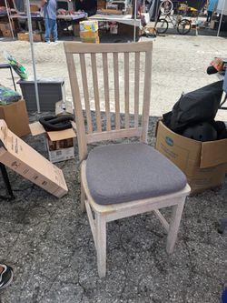 Wood Dining Chair with Gray Cushion only one $15