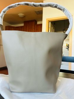 The Row Bucket Bag Light Gray Leather