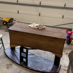 Antique Wooden Chest With old Key