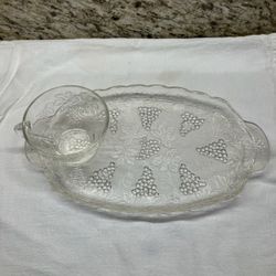  1950 Vintage Federal Glass Hospitality Complete Snack Set