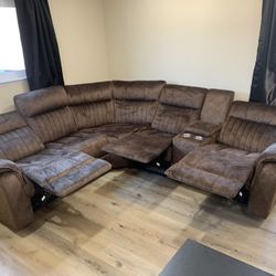 Brown Recliner Sectional Couch